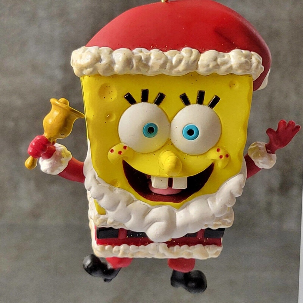 Santa Spongebob Squarepants 2009 Christmas Tree Ornament Bell Ringer 3.5" VIACOM